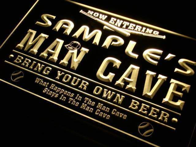 Personalized Baseball Man Cave LED Light Sign - LED Gift Works