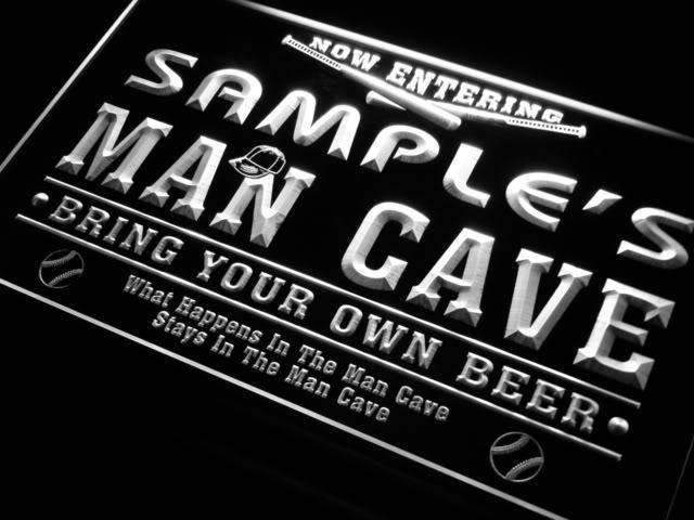 Personalized Baseball Man Cave LED Light Sign - LED Gift Works