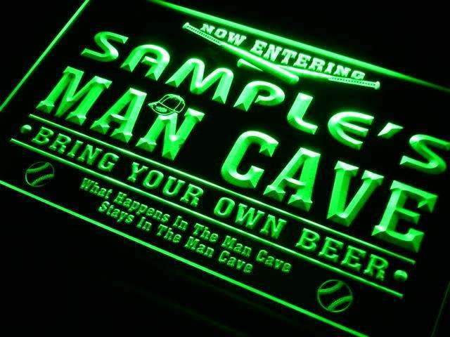 Personalized Baseball Man Cave LED Light Sign - LED Gift Works