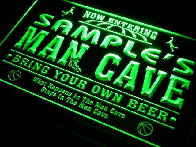 Personalized Basketball Man Cave LED Light Sign - Way Up Gifts