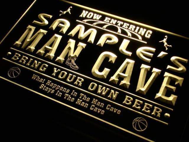 Personalized Basketball Man Cave LED Light Sign - LED Gift Works
