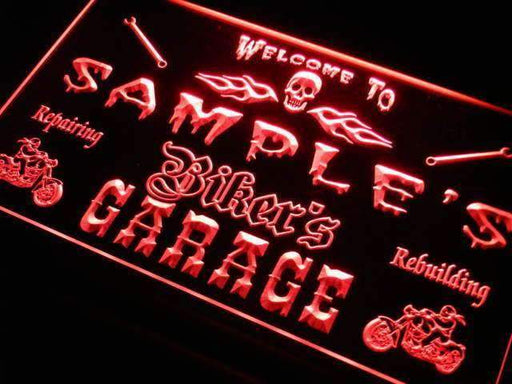 Personalized Bikers Garage LED Light Sign - LED Gift Works