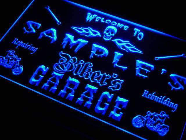 Personalized Bikers Garage LED Light Sign - LED Gift Works