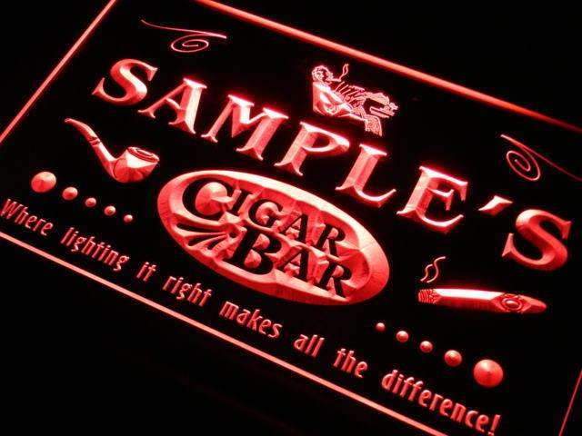 Personalized Cigar Bar LED Light Sign - Way Up Gifts