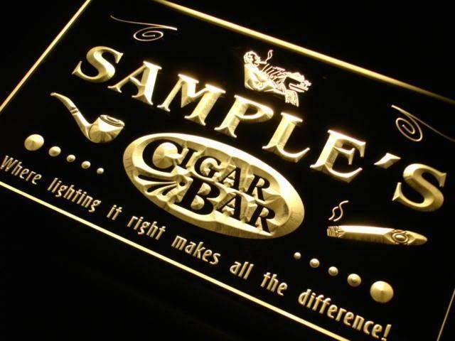 Personalized Cigar Bar LED Light Sign - Way Up Gifts