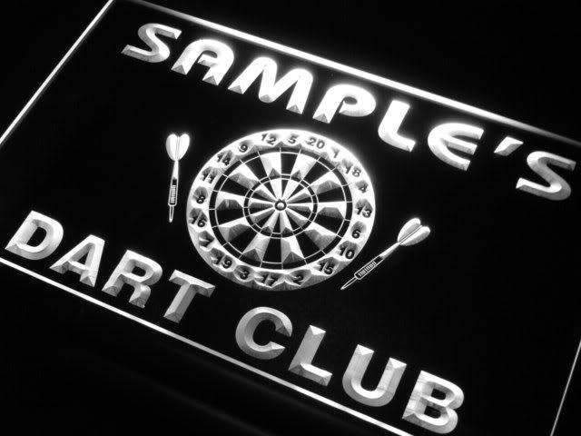 Personalized Dart Club LED Light Sign - LED Gift Works