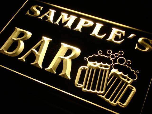 Personalized Double Mug Bar LED Light Sign - LED Gift Works