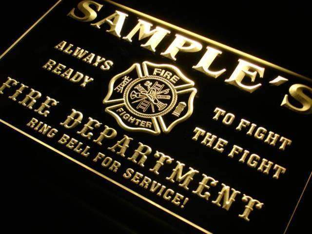 Personalized Fire Department LED Light Sign - LED Gift Works