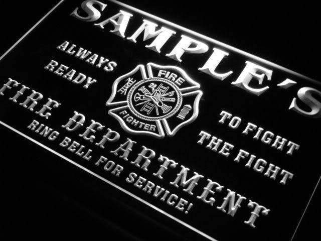 Personalized Fire Department LED Light Sign - LED Gift Works