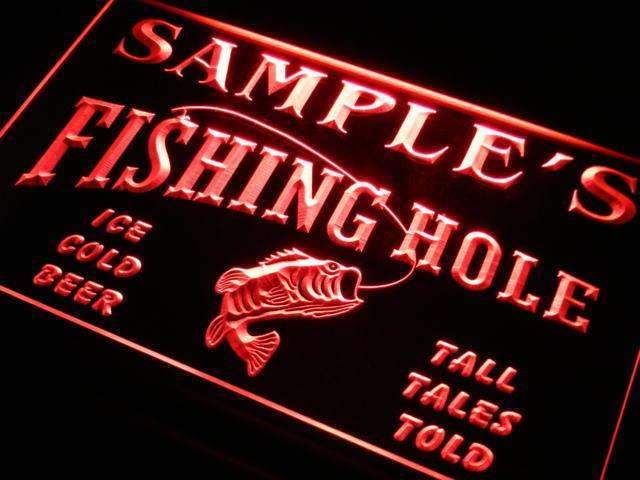 Personalized Fishing Hole LED Light Sign - LED Gift Works