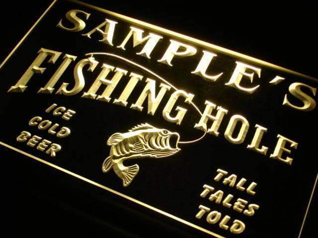 Personalized Fishing Hole LED Light Sign - LED Gift Works