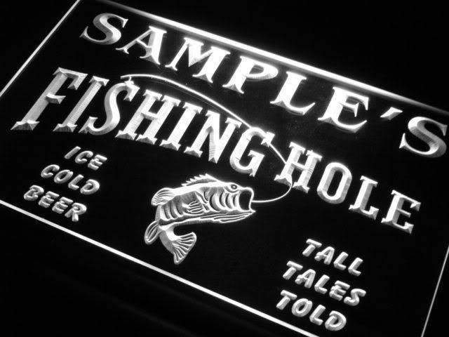 Personalized Fishing Hole LED Light Sign - LED Gift Works