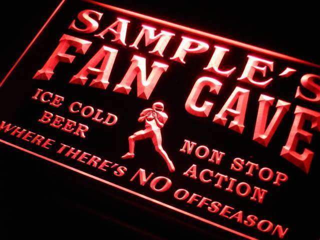Personalized Football Fan Cave LED Light Sign - Way Up Gifts