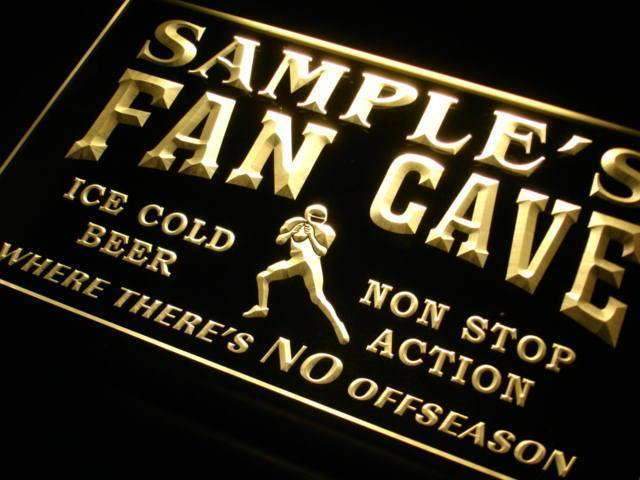 Personalized Football Fan Cave LED Light Sign - Way Up Gifts