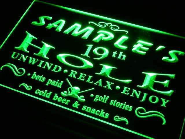 Personalized Golf 19th Hole Bar LED Light Sign - Way Up Gifts