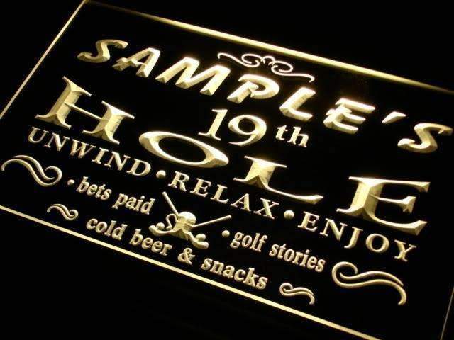 Personalized Golf 19th Hole Bar LED Light Sign - Way Up Gifts