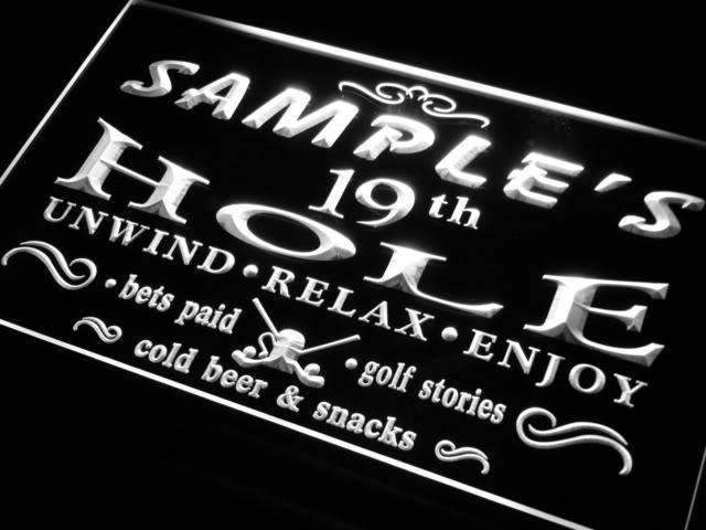 Personalized Golf 19th Hole Bar LED Light Sign - Way Up Gifts