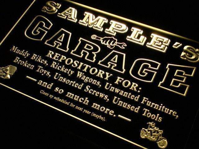 Personalized Garage LED Light Sign - LED Gift Works