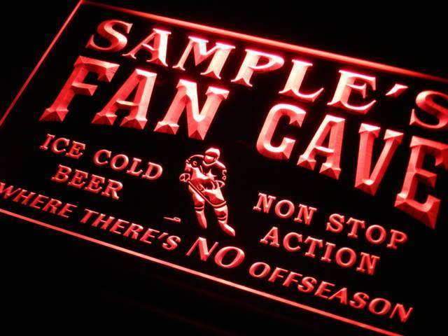Personalized Hockey Fan Cave LED Light Sign - LED Gift Works