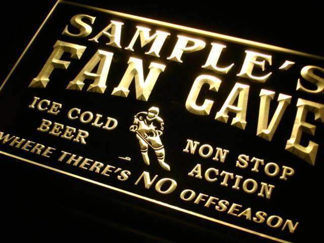 Personalized Hockey Fan Cave LED Light Sign - LED Gift Works