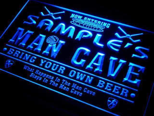 Personalized Hockey Man Cave LED Light Sign - LED Gift Works