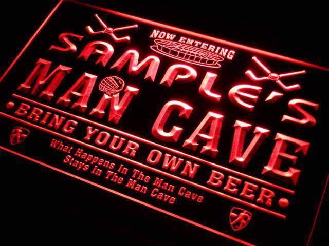 Personalized Hockey Man Cave LED Light Sign - LED Gift Works