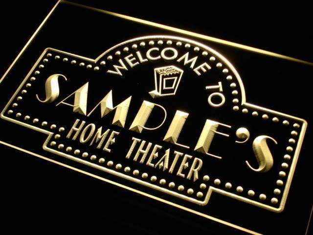 Personalized Home Theater LED Light Sign - LED Gift Works