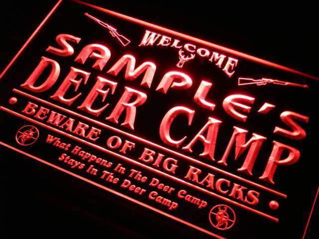 Personalized Hunting Deer Camp LED Light Sign - LED Gift Works