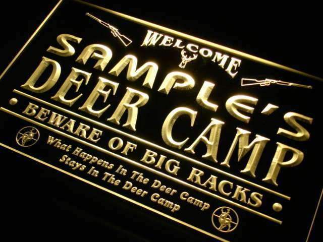 Personalized Hunting Deer Camp LED Light Sign - LED Gift Works