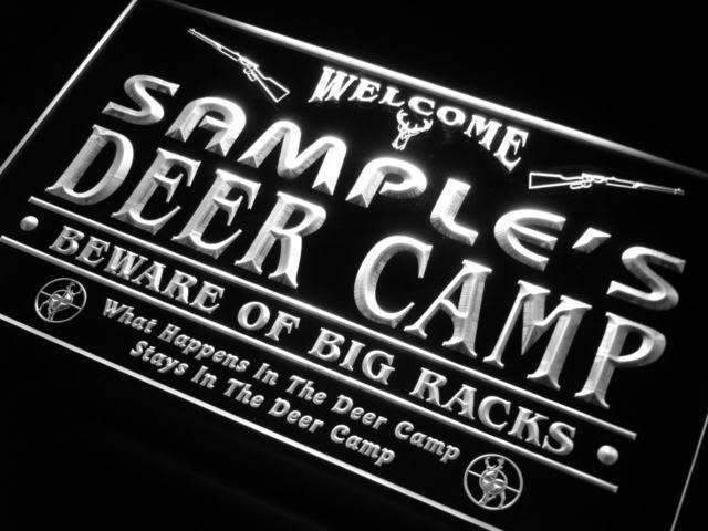 Personalized Hunting Deer Camp LED Light Sign - LED Gift Works