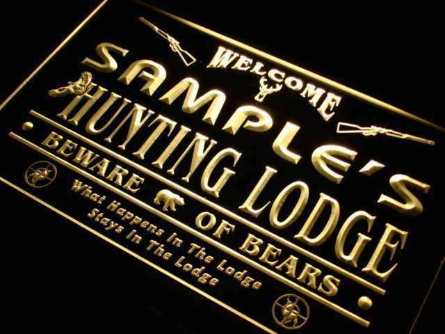 Personalized Hunting Lodge LED Light Sign - LED Gift Works