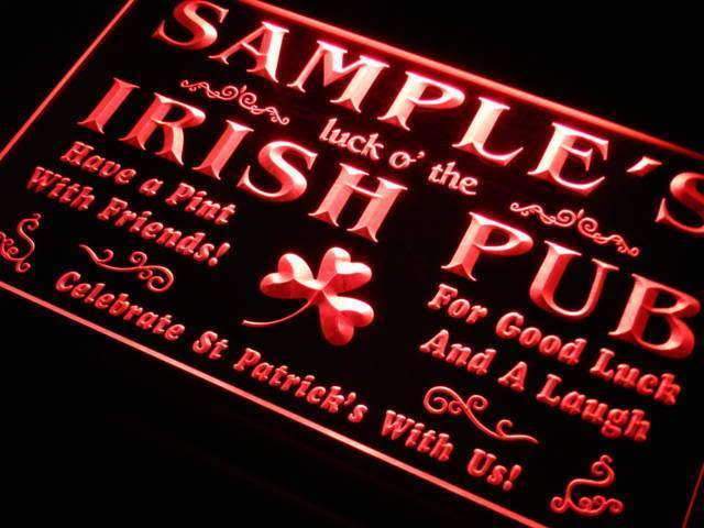 Personalized Irish Pub LED Light Sign - Way Up Gifts