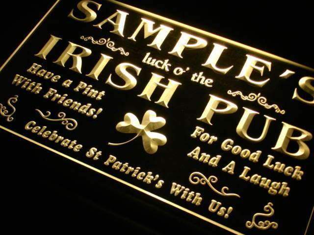 Personalized Irish Pub LED Light Sign - LED Gift Works