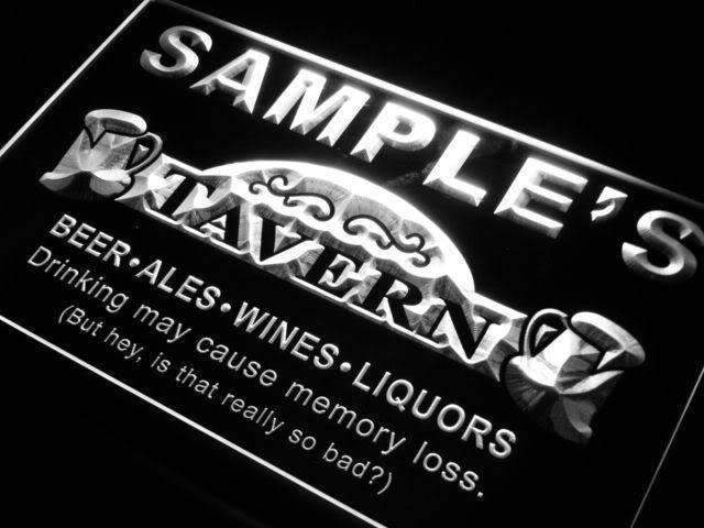 Personalized Man Cave Tavern LED Light Sign - Way Up Gifts