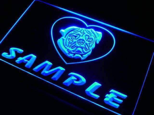 Personalized Name Pug Dog LED Light Sign - LED Gift Works