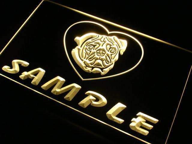 Personalized Name Pug Dog LED Light Sign - Way Up Gifts