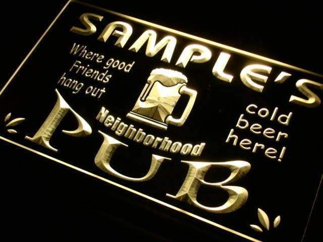 Personalized Neighborhood Pub LED Light Sign - LED Gift Works