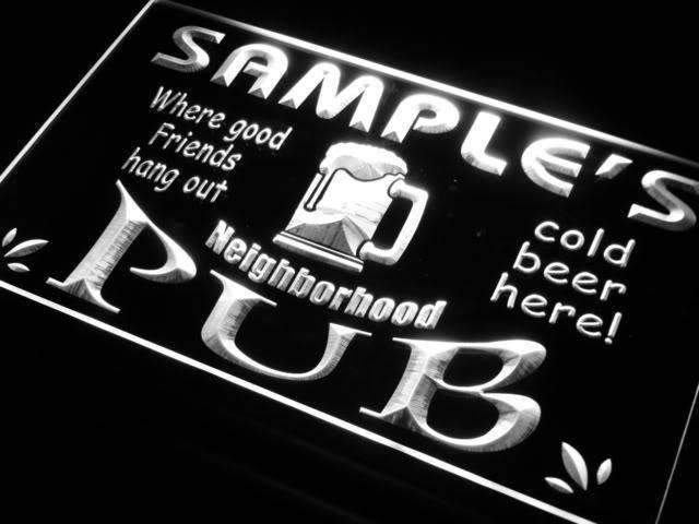 Personalized Neighborhood Pub LED Light Sign - LED Gift Works