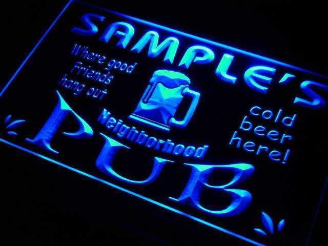 Personalized Neighborhood Pub LED Light Sign - LED Gift Works