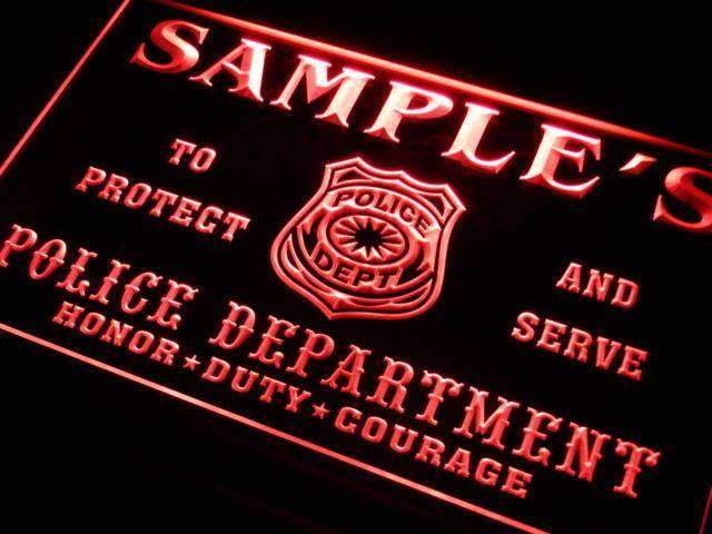 Personalized Police Department LED Light Sign - Way Up Gifts