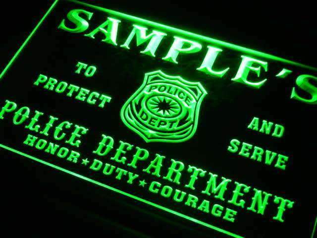 Personalized Police Department LED Light Sign - Way Up Gifts