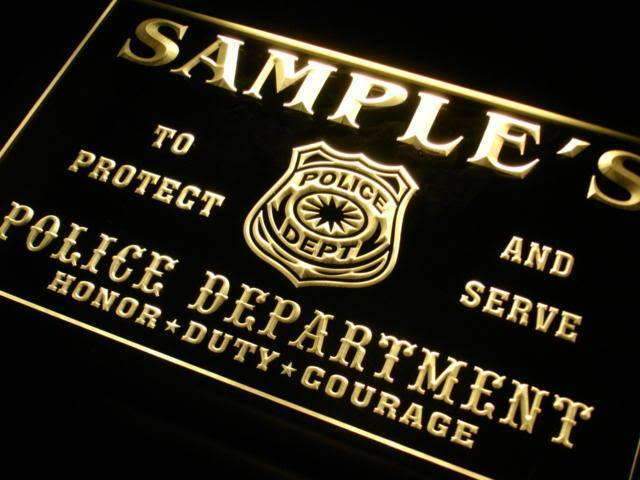 Personalized Police Department LED Light Sign - Way Up Gifts