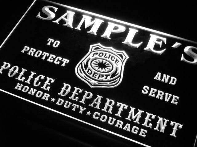 Personalized Police Department LED Light Sign - LED Gift Works