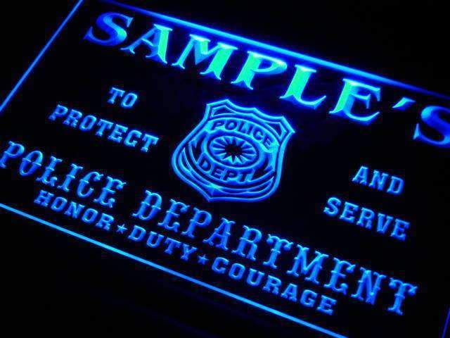 Personalized Police Department LED Light Sign - LED Gift Works