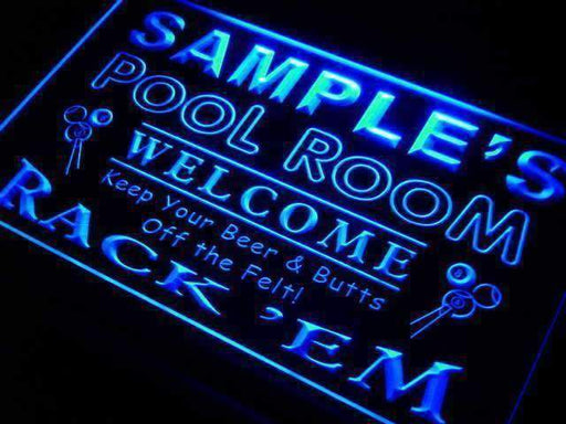 Personalized Pool Room Billiards LED Light Sign - LED Gift Works