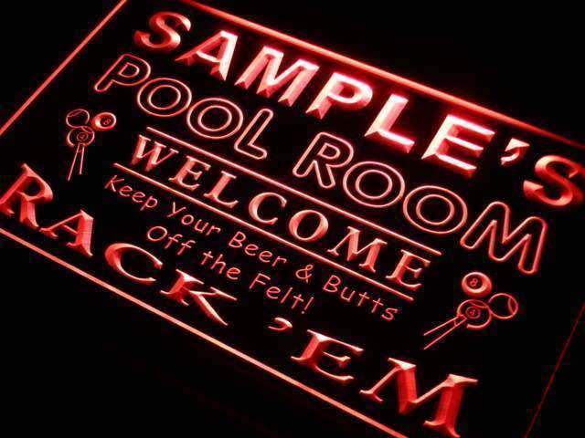 Personalized Pool Room Billiards LED Light Sign - Way Up Gifts