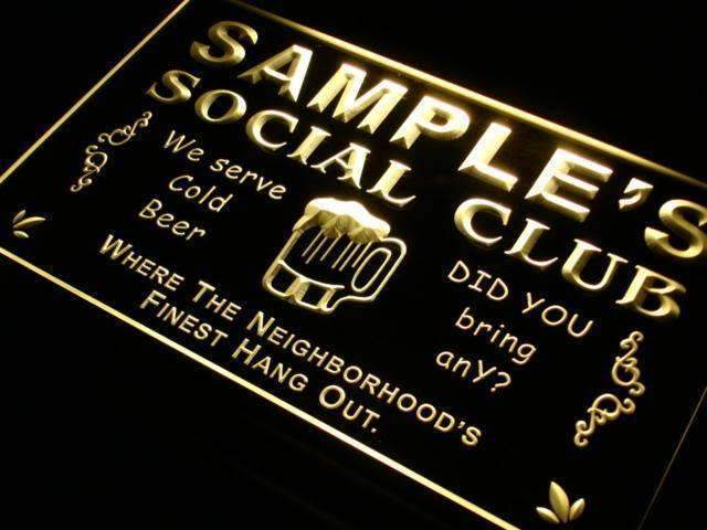 Personalized Social Club LED Light Sign - Way Up Gifts