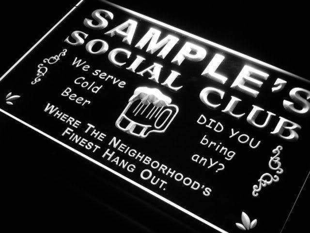 Personalized Social Club LED Light Sign - LED Gift Works