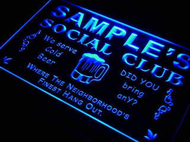 Personalized Social Club LED Light Sign - LED Gift Works