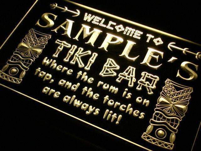 Personalized Tiki Bar LED Light Sign - Way Up Gifts
